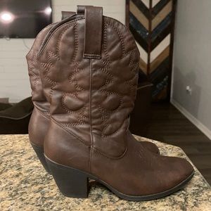 Faux Leather Cowboy Boots